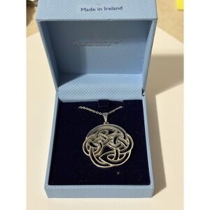 Newbridge Silverware Celtic Knot Pendant Necklace Silver Tone Made In Ireland